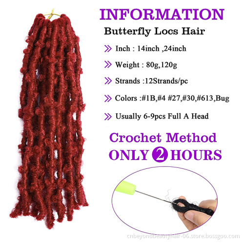 Short 14inch Butterfly Locs braids for african synthetic hair Jumbo braiding hair Faux locs Nu butterfly locs crotchet